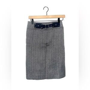 Tory Burch Barrick Wool Herringbone Lined Belted Pencil Skirt in Size 6